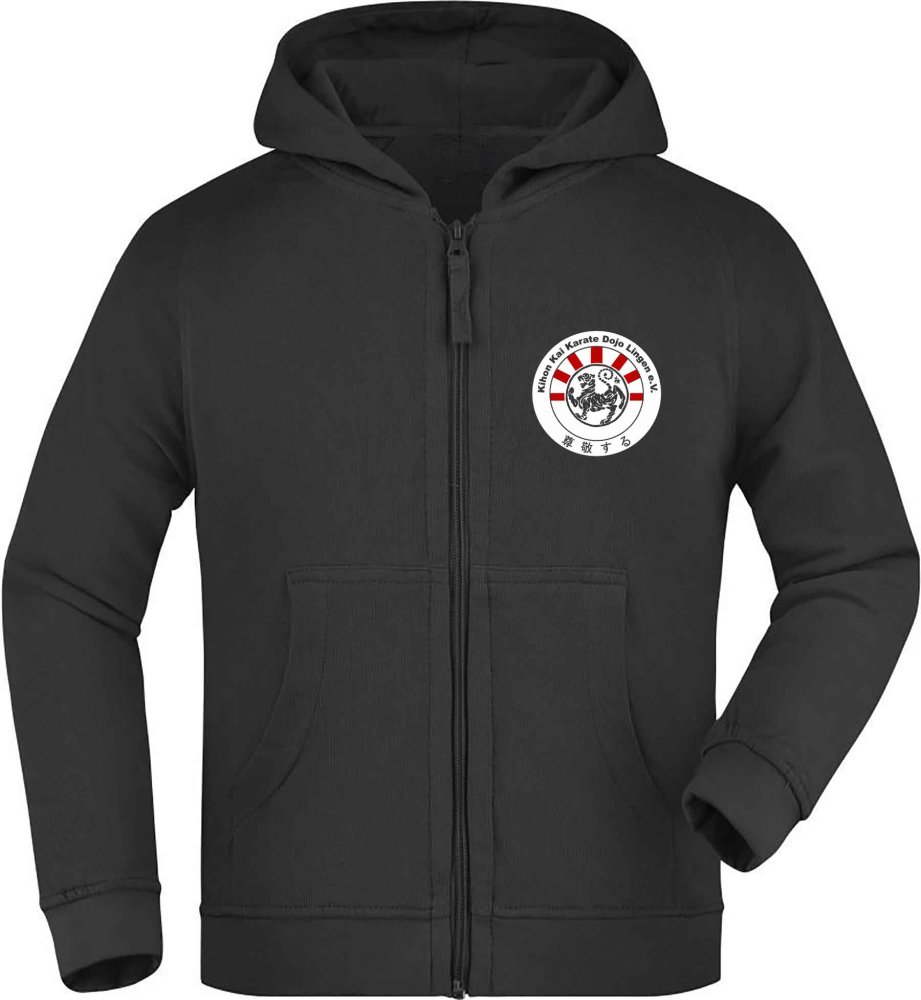 Kinder Kapuzen Sweater Jacke mit Kihon Kai Karate Dojo Lingen e.V. Logo